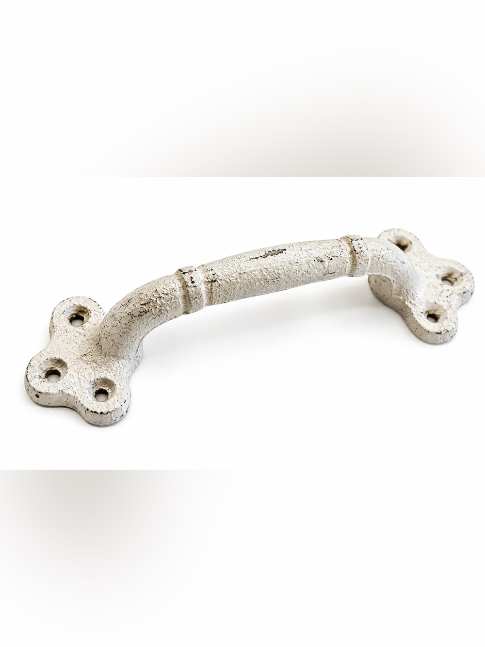 White Antique-Style Cast Iron Drawer Pull - Picture 3 of 7